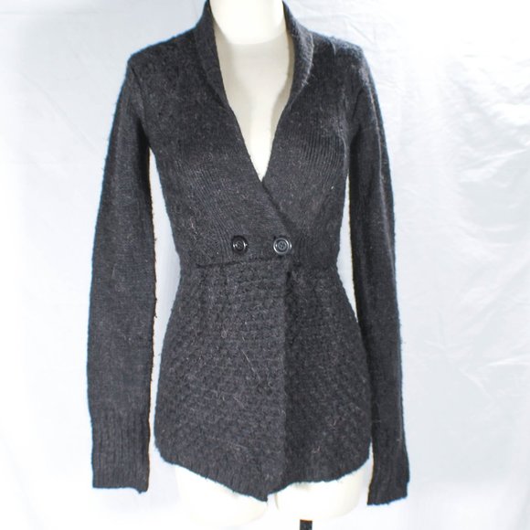 Vintage Y2K Max Azaria BCBG Alpaca Mohair Ash Gray Cardigan Copper Flecks - Picture 1 of 15